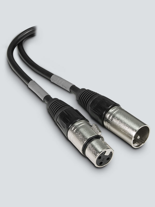 15 Feet Black DMX Patch Cable 3-Pin XLR Right Angle Male to Right Angle Female 120 ohm DMX512 Data Cord For Stage Lights and Lighting Controls 